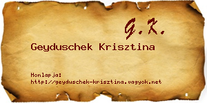 Geyduschek Krisztina névjegykártya